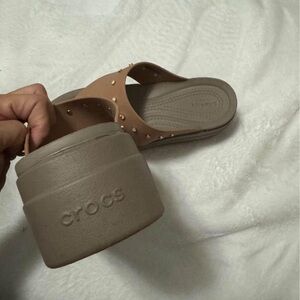 Women's size 10 nude CROCS Brooklyn studded